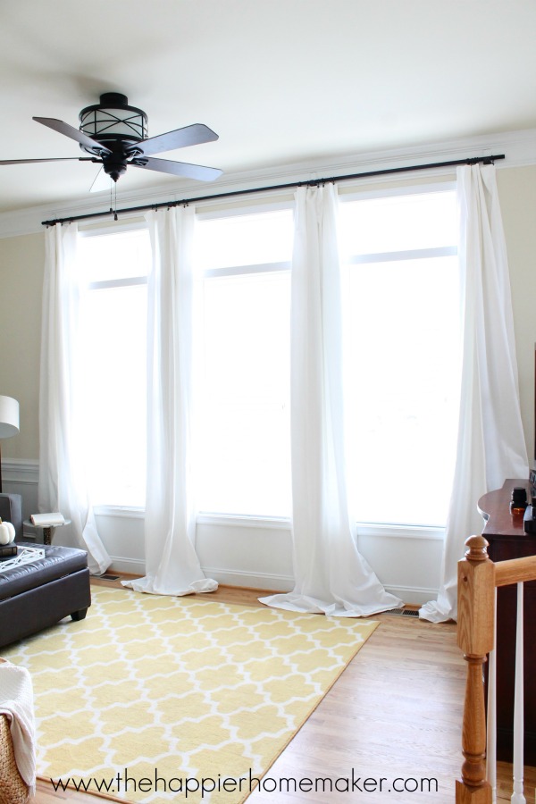 floor length white curtains