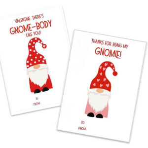 two gnome themed valentines