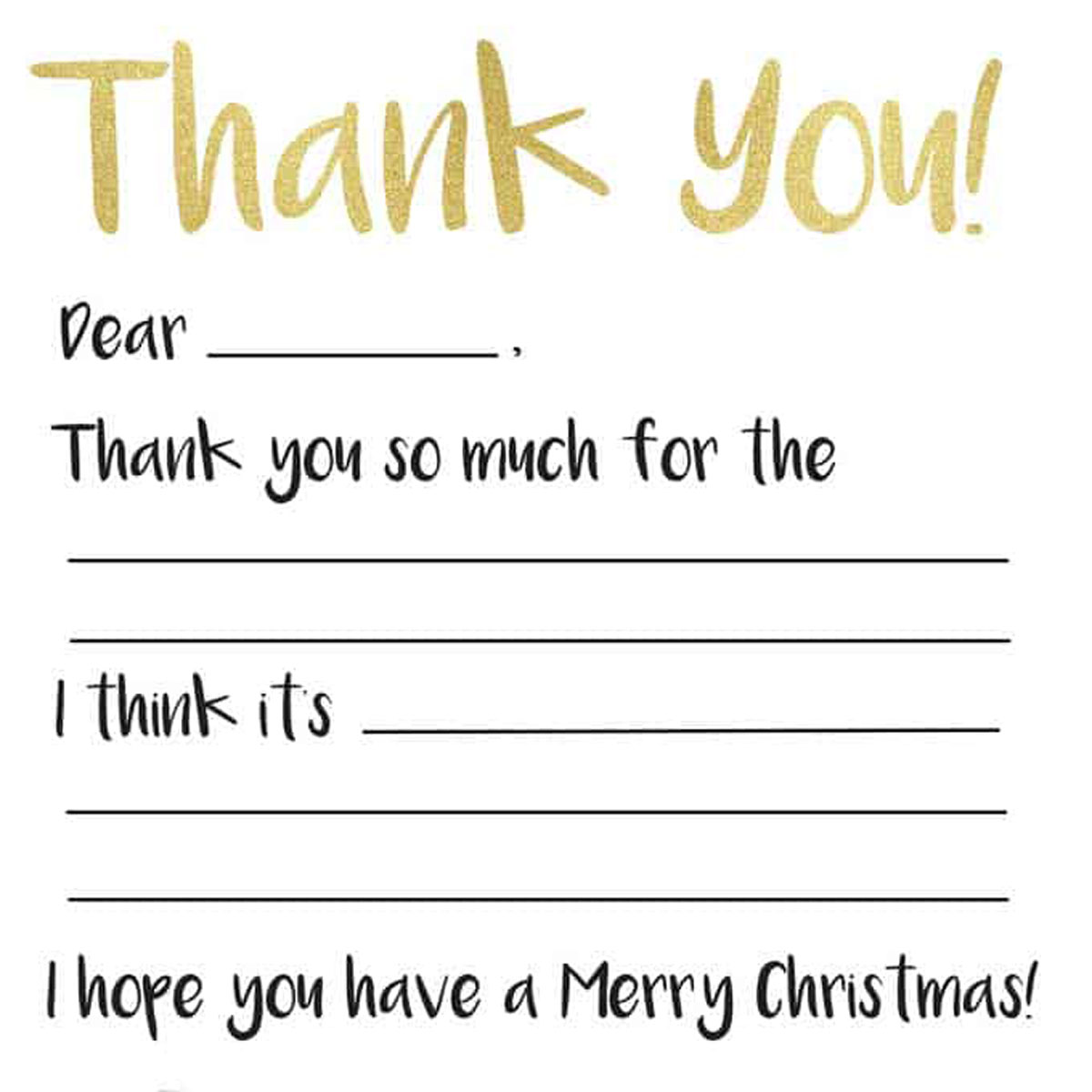 Children’s Christmas Thank You Printable