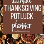 collage of Thanksgiving potluck planner