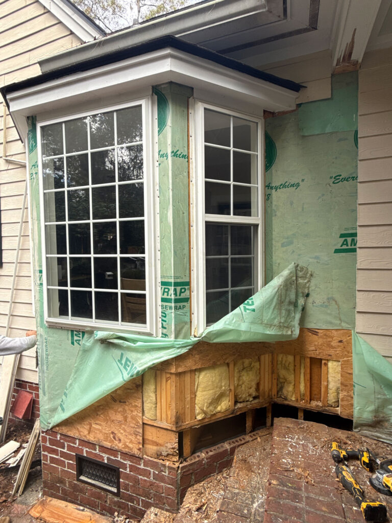 bay window with hardyboard removed