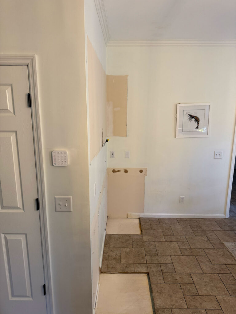 kitchen with built-in desk removed