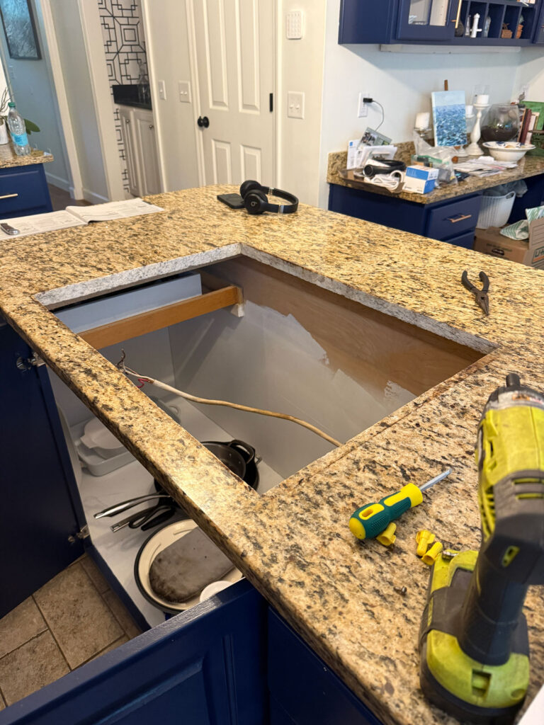 counter with cooktop removed