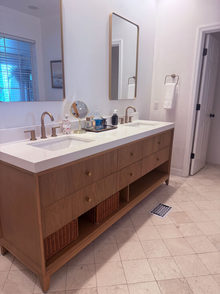 wooden bathroom vanity