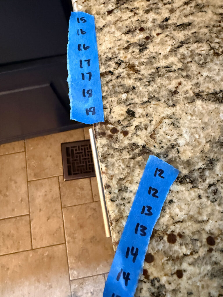 painters tape with numbers written on them