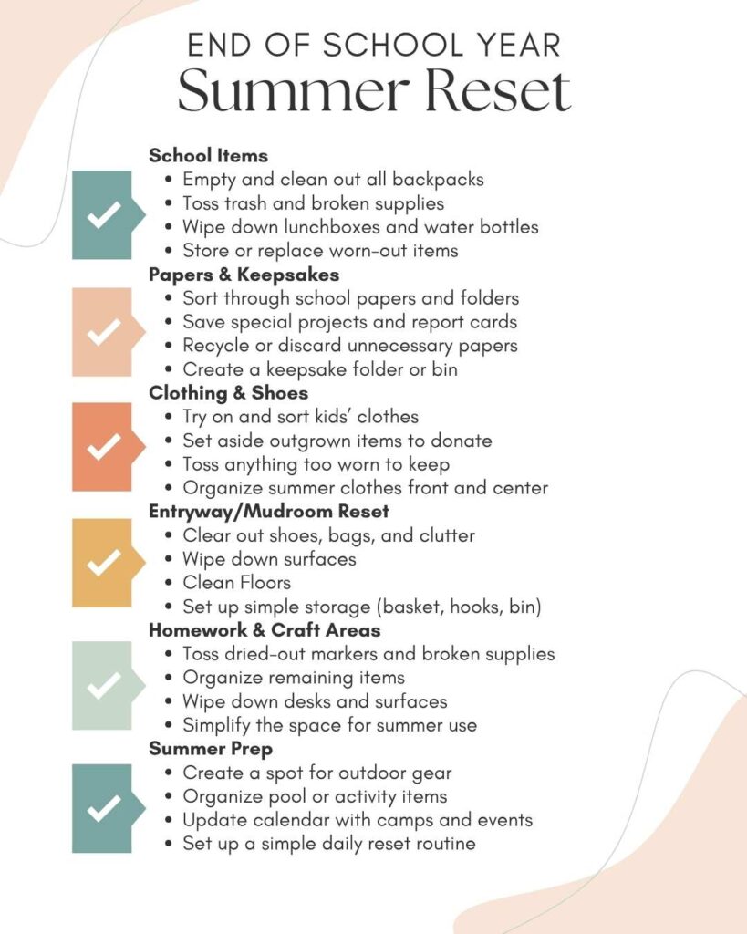 end of school year organizing checklist