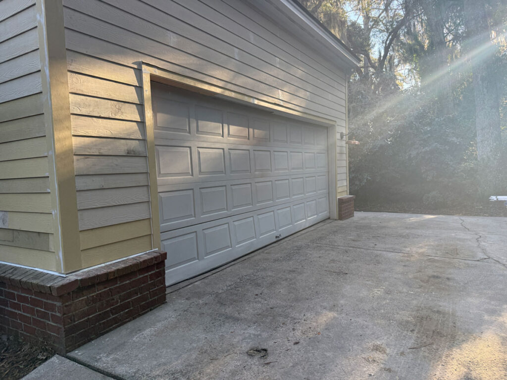 old white garage door