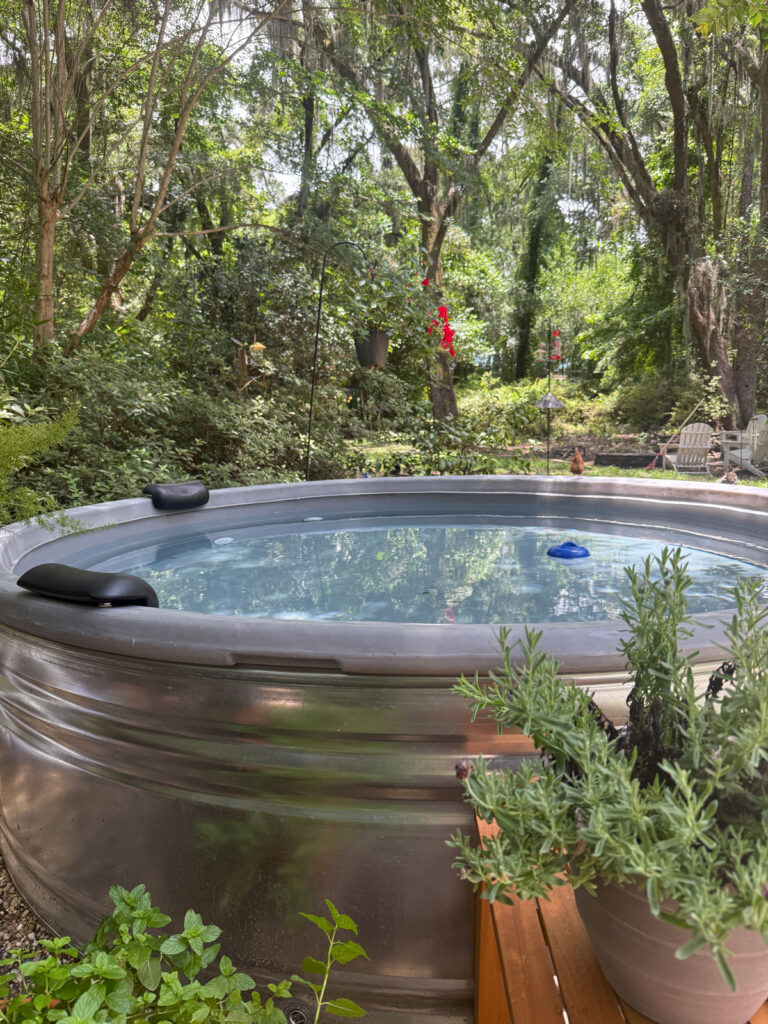 close up of stock tank pool