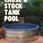 collage of stock tank pool with overlay reading why we chose a stock tank pool